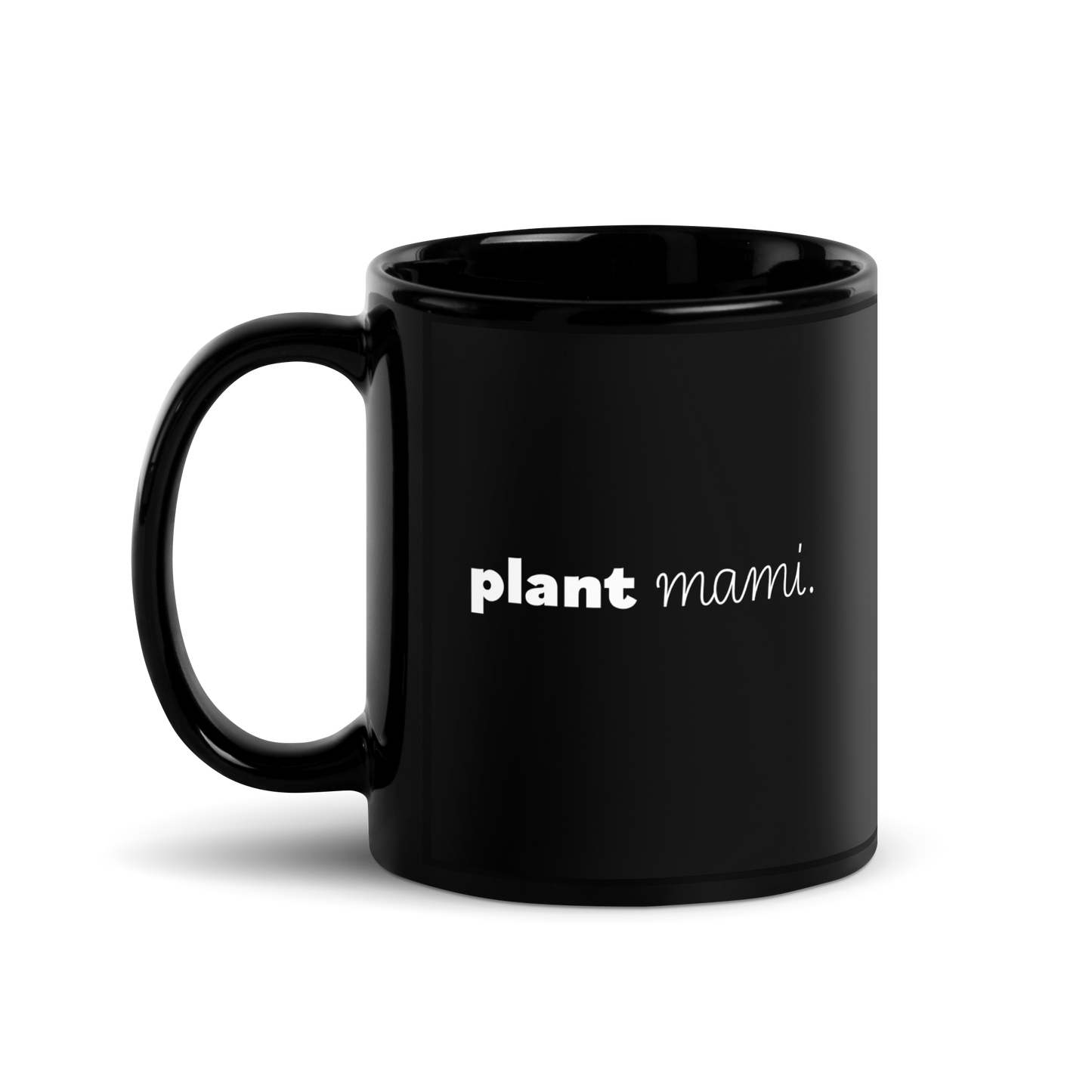 "Plant Mami" Cursive Black Glossy Mug