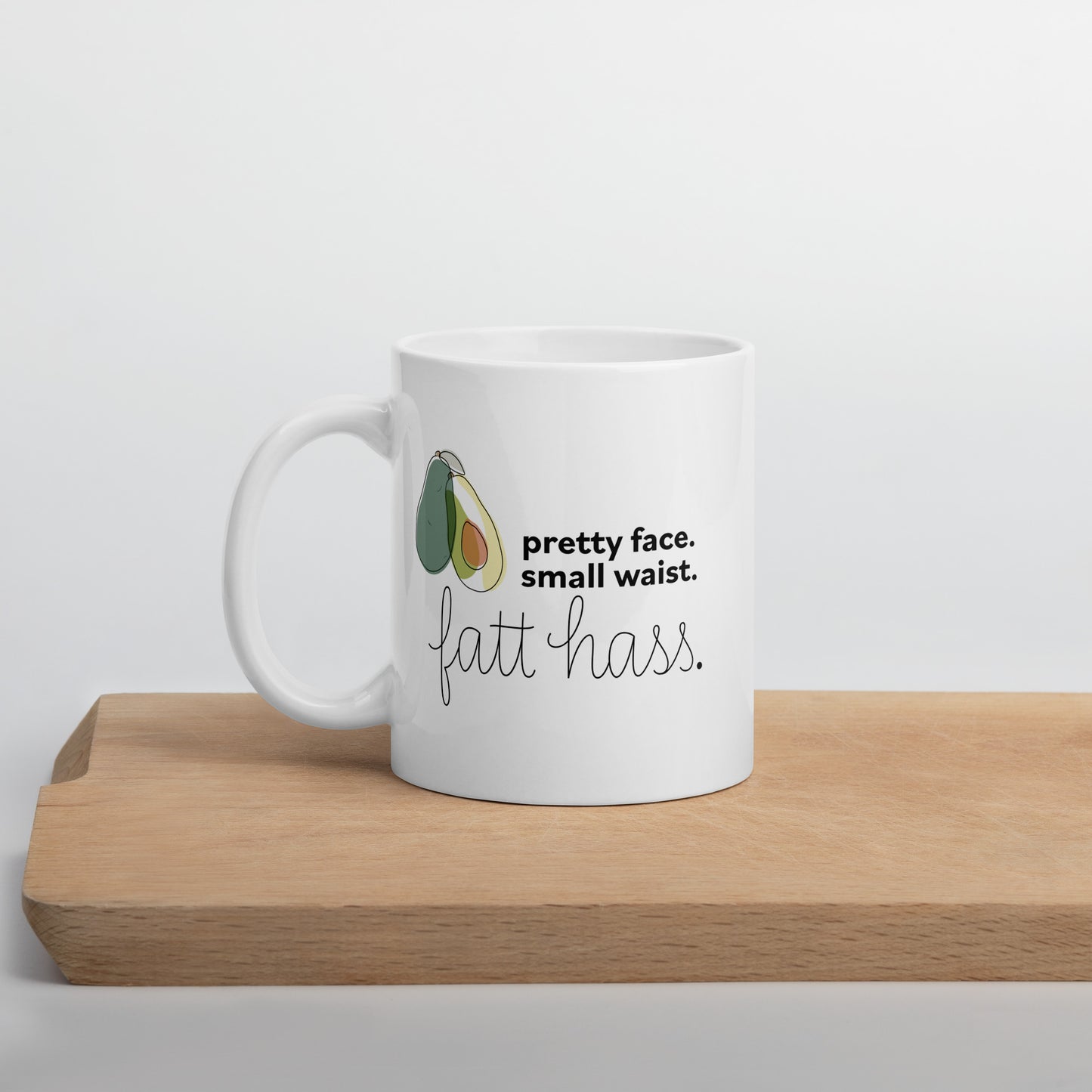 "Fat Hass Avocados" White glossy mug
