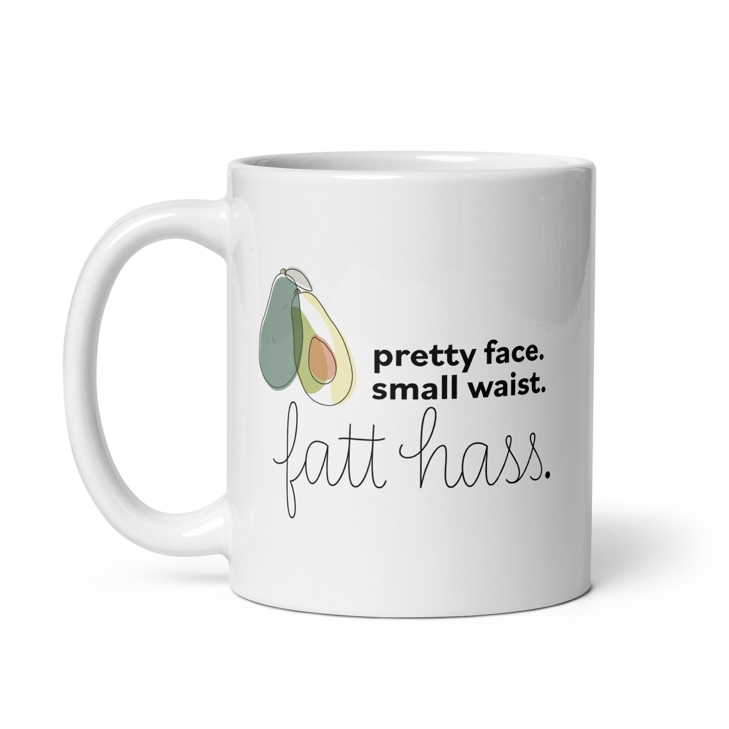 "Fat Hass Avocados" White glossy mug