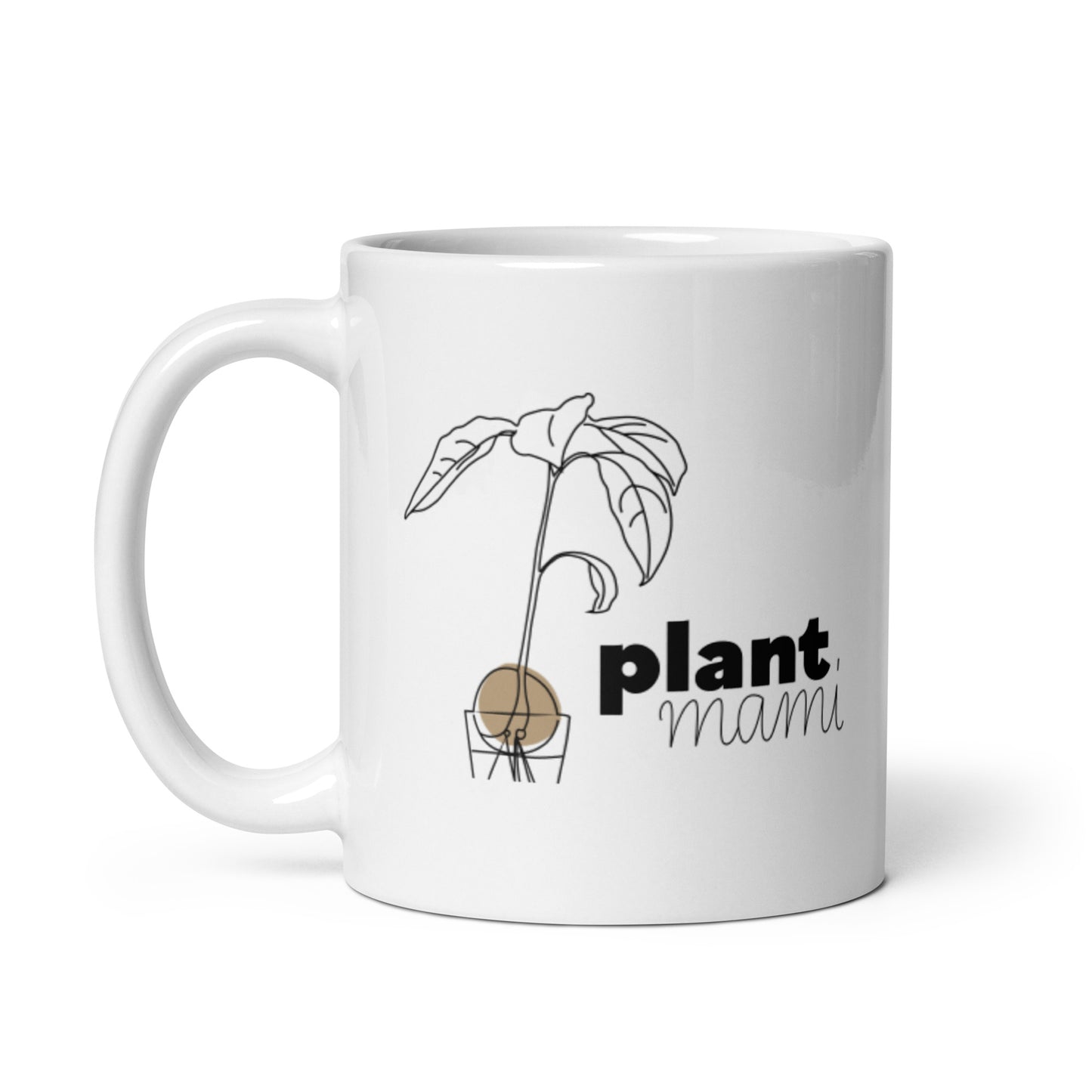 "Plant Mami" Cursive White glossy mug