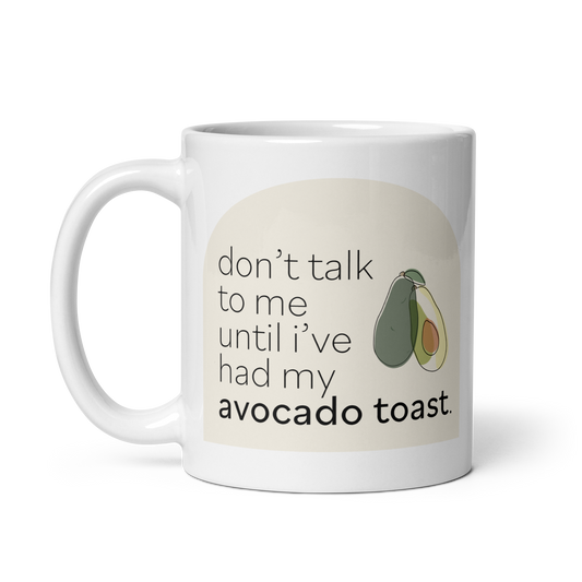 "Avocado Toast" White glossy mug